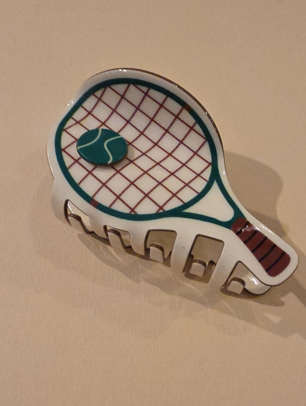 New! Preppy Tennis Racket Hair Claw Clip - Green & White • NWOT